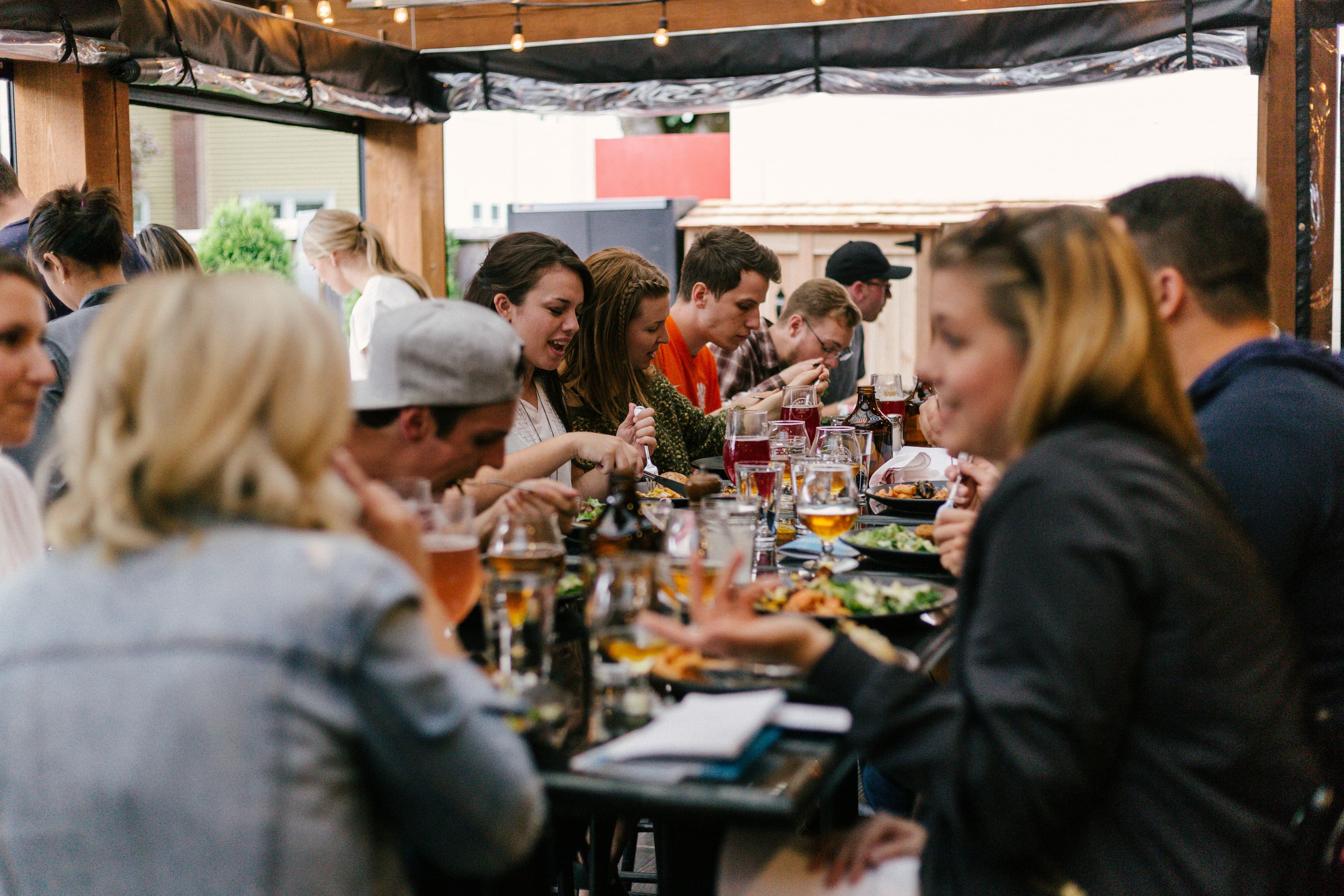 Community enjoying a meal together